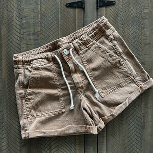 American Eagle Outfitters Women’s Rolled Hem Drawstring Shorts - Tan